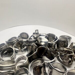 Vintage spoon rings lot mystery stainless steel and silver plated